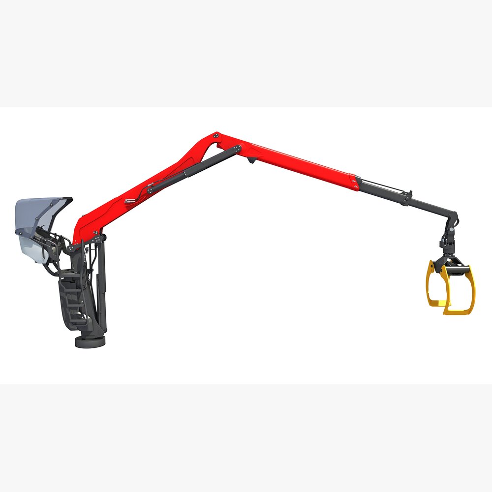 Knuckle Boom Crane With Grapple 3Dモデル