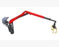 Knuckle Boom Crane With Grapple 3d model back view