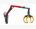 Knuckle Boom Crane With Grapple Modello 3D vista laterale