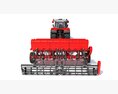 Red Tractor With Multi-Row Planter Modèle 3d