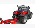 Red Tractor With Multi-Row Planter Modello 3D