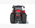 Red Tractor With Multi-Row Planter 3d model front view