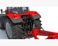 Red Tractor With Multi-Row Planter 3d model seats