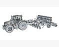 Red Tractor With Multi-Row Planter 3D 모델 