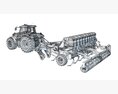 Red Tractor With Multi-Row Planter Modelo 3d