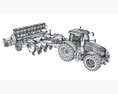Red Tractor With Multi-Row Planter Modello 3D