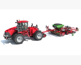 Seed Drill With Articulated Tractor Modello 3D