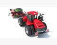 Seed Drill With Articulated Tractor 3D-Modell Draufsicht