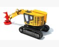 Tracked Feller Buncher Forestry Harvester 3D 모델  side view
