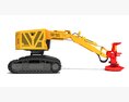 Tracked Feller Buncher Forestry Harvester 3D 모델  top view