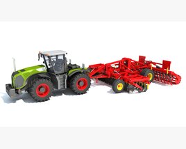 Tractor And Precision Disc Harrow Modèle 3D
