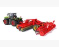 Tractor And Precision Disc Harrow 3D 모델  wire render