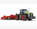 Tractor And Precision Disc Harrow 3D-Modell Draufsicht
