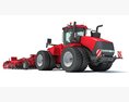 Tractor With Expandable Disc Cultivator 3Dモデル top view