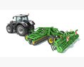 Tractor With Folding Harrow 3d model wire render