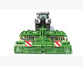 Tractor With Folding Harrow 3D-Modell