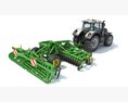 Tractor With Folding Harrow 3D-Modell Seitenansicht
