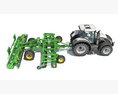 Tractor With Folding Harrow Modello 3D