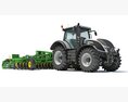 Tractor With Folding Harrow 3D 모델  top view
