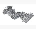 Tractor With Folding Harrow 3D-Modell