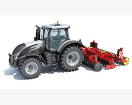 Tractor With Rotary Tiller 3D 모델 