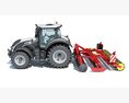 Tractor With Rotary Tiller 3D 모델  back view