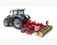 Tractor With Rotary Tiller 3Dモデル wire render