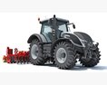 Tractor With Rotary Tiller 3D 모델  top view