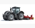 Tractor With Rotary Tiller 3Dモデル clay render