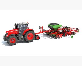 Tractor With Seeding System Modello 3D