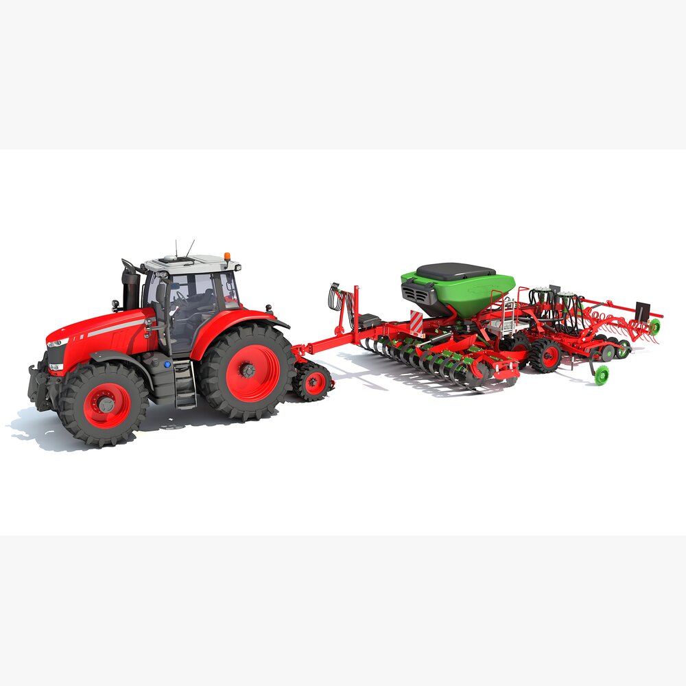 Tractor With Seeding System 3D-Modell