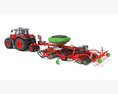Tractor With Seeding System 3D 모델  wire render