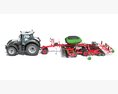 Tractor With Trailed Seed Drill 3D-Modell Rückansicht