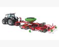 Tractor With Trailed Seed Drill 3D модель wire render