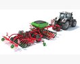 Tractor With Trailed Seed Drill 3D 모델  side view