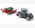 Tractor With Trailed Seed Drill Modello 3D vista dall'alto