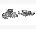 Tractor With Trailed Seed Drill 3D модель