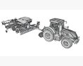 Tractor With Trailed Seed Drill 3d model