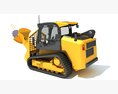 Skid Steer Loader Tree Cutter 3Dモデル wire render