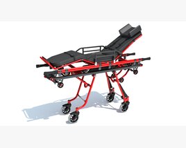 Red Rescue Stretcher Trolley 3D model