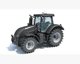 Compact Black Tractor 3D 모델 