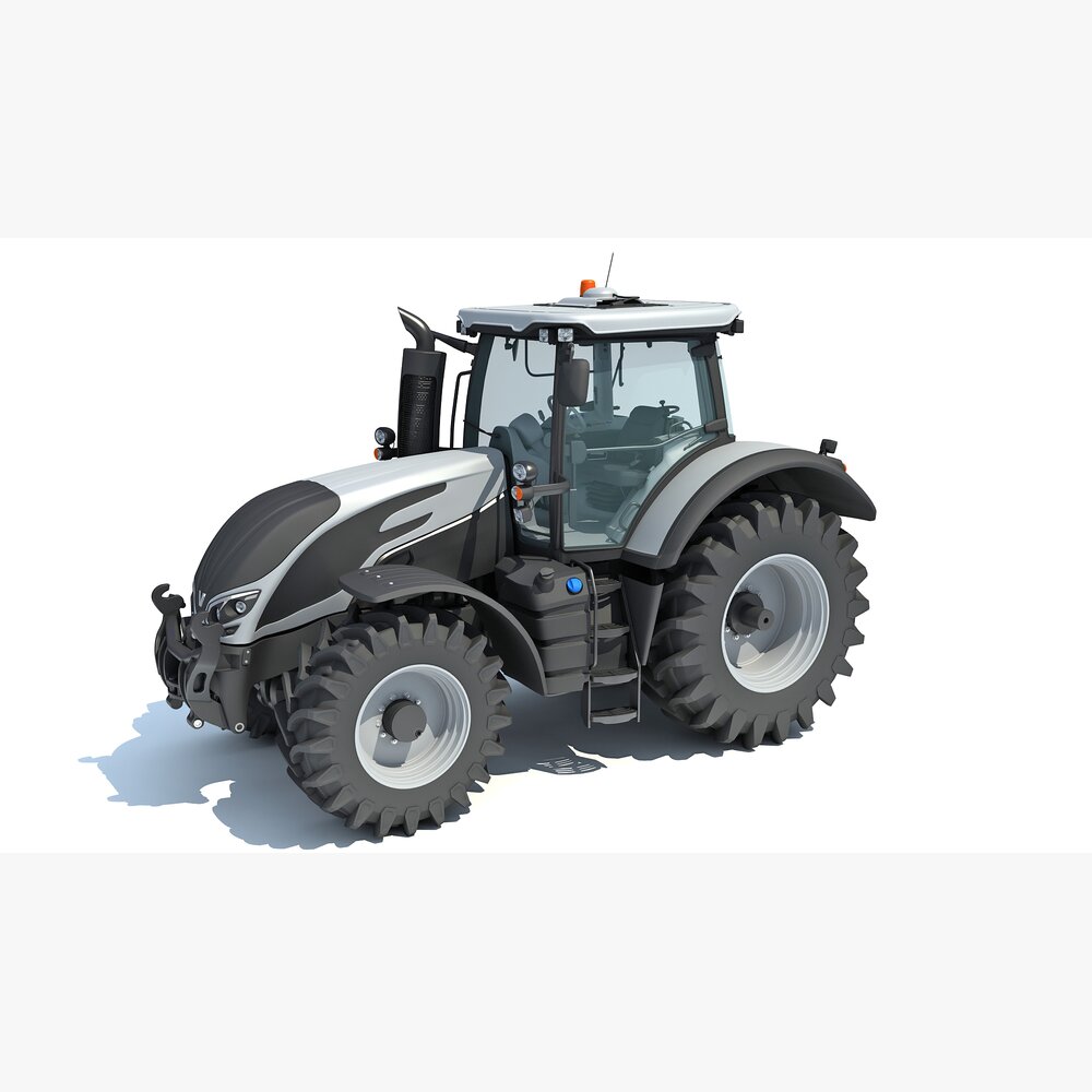 Modern Gray Farm Tractor Modello 3D