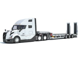Semi-Truck With Platform Trailer 3D модель