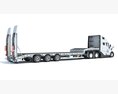 Semi-Truck With Platform Trailer 3D 모델  side view