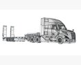 Semi-Truck With Platform Trailer 3Dモデル