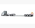 Semi Truck With Double-Drop Trailer 3D 모델  wire render