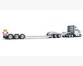 Semi Truck With Double-Drop Trailer 3d model side view