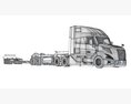 Semi Truck With Double-Drop Trailer 3Dモデル