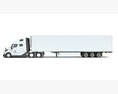 Semi Truck With Refrigerator Trailer 3D-Modell wire render
