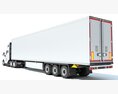 Semi Truck With Refrigerator Trailer 3d model side view